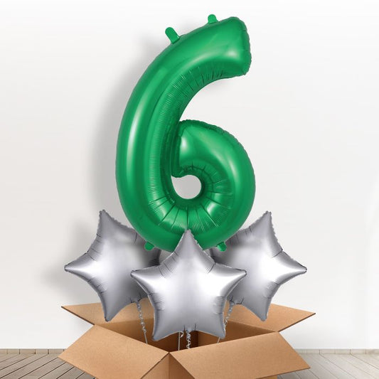 Green Number 6 Balloon in a Box