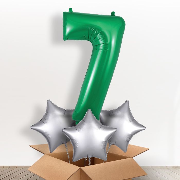 Green Number 7 Balloon in a Box