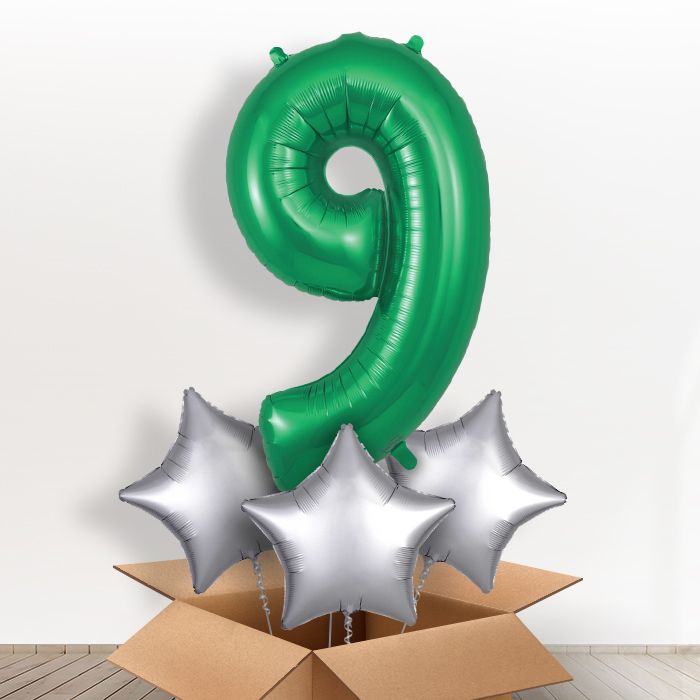 Green Number 9 Balloon in a Box