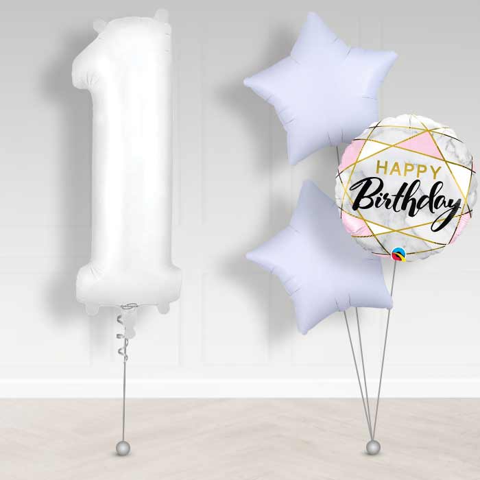 Matte White Number 1 Balloon in a Box