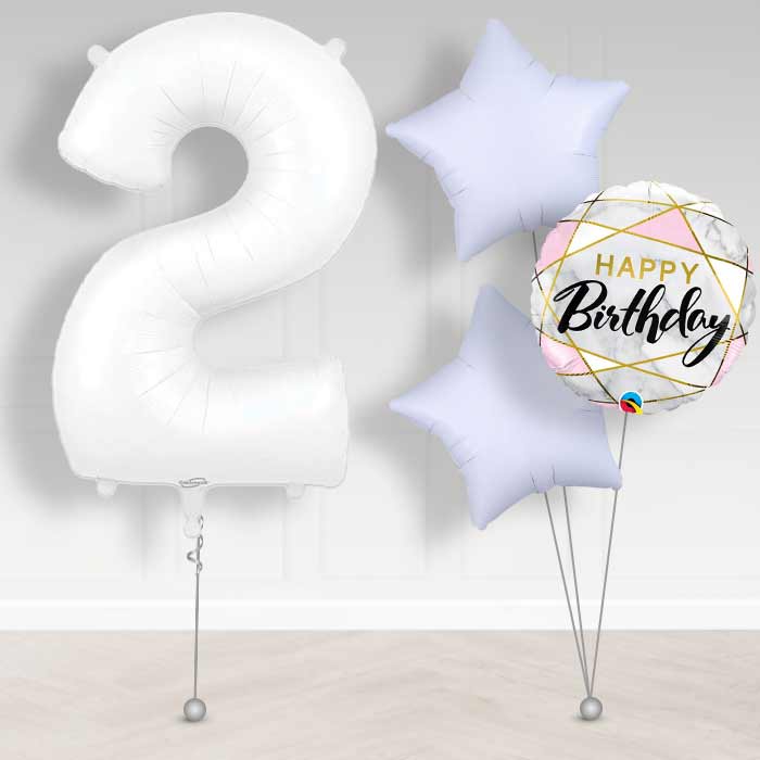 Matte White Number 2 Balloon in a Box