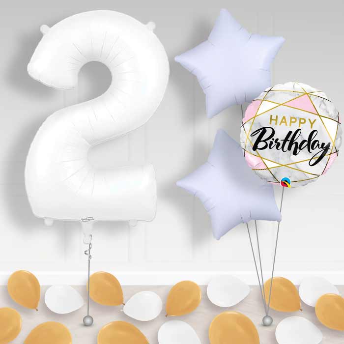 Matte White Number 2 Balloon in a Box