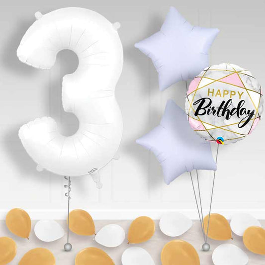 Matte White Number 3 Balloon in a Box