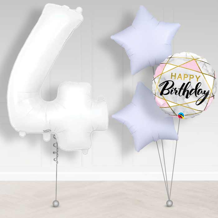 Matte White Number 4 Balloon in a Box