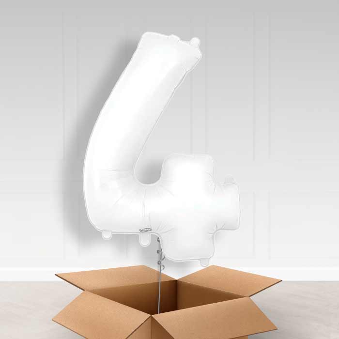 Matte White Number 4 Balloon in a Box