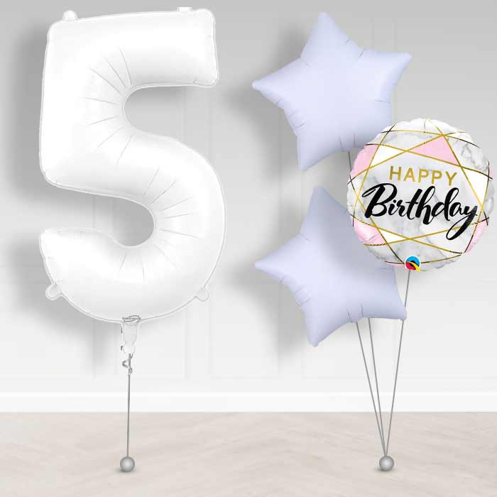 Matte White Number 5 Balloon in a Box