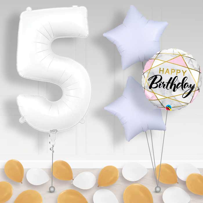 Matte White Number 5 Balloon in a Box