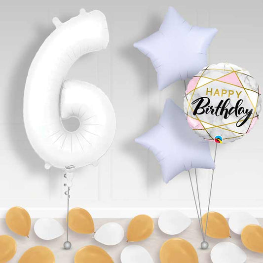 Matte White Number 6 Balloon in a Box