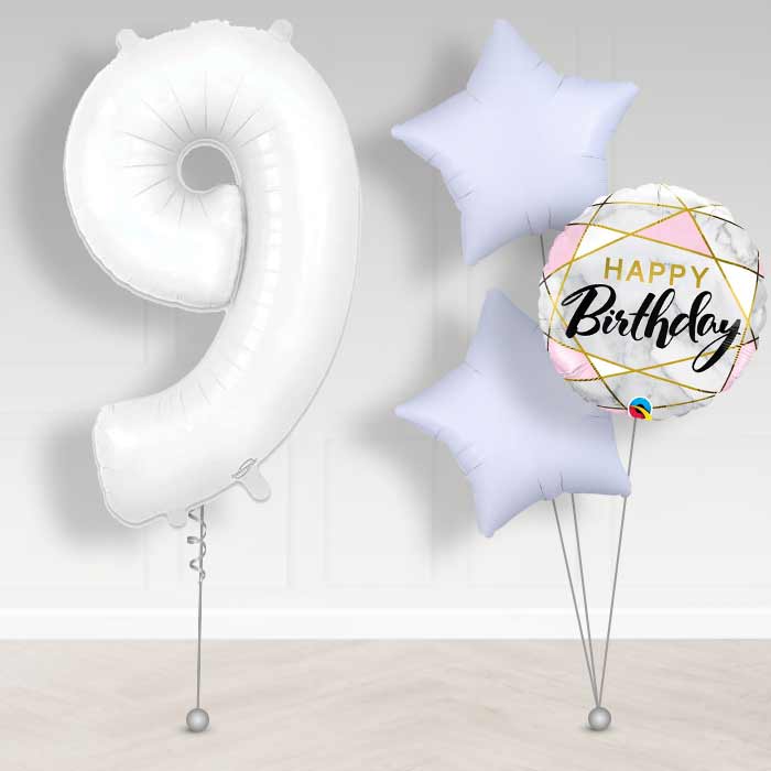 Matte White Number 9 Balloon in a Box