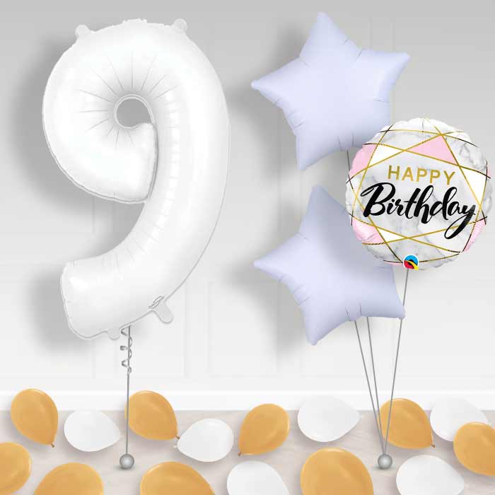 Matte White Number 9 Balloon in a Box