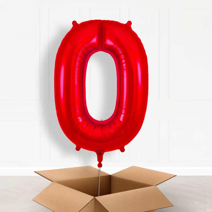 Red Number 0 Balloon in a Box