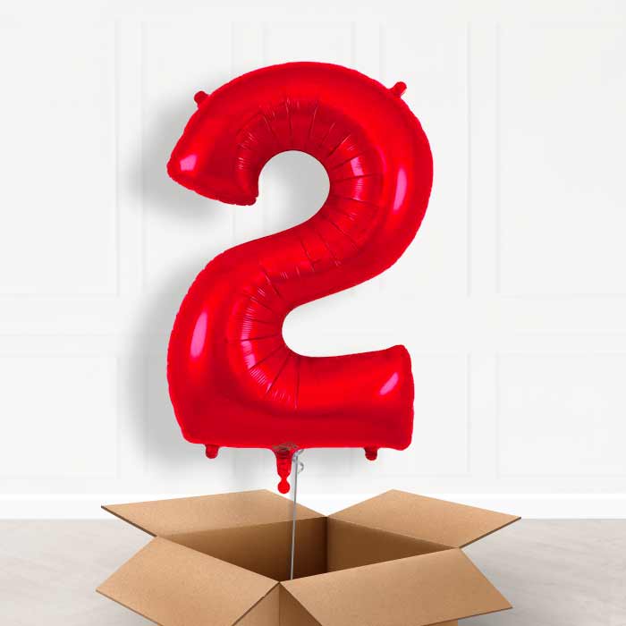 Red Number 2 Balloon in a Box