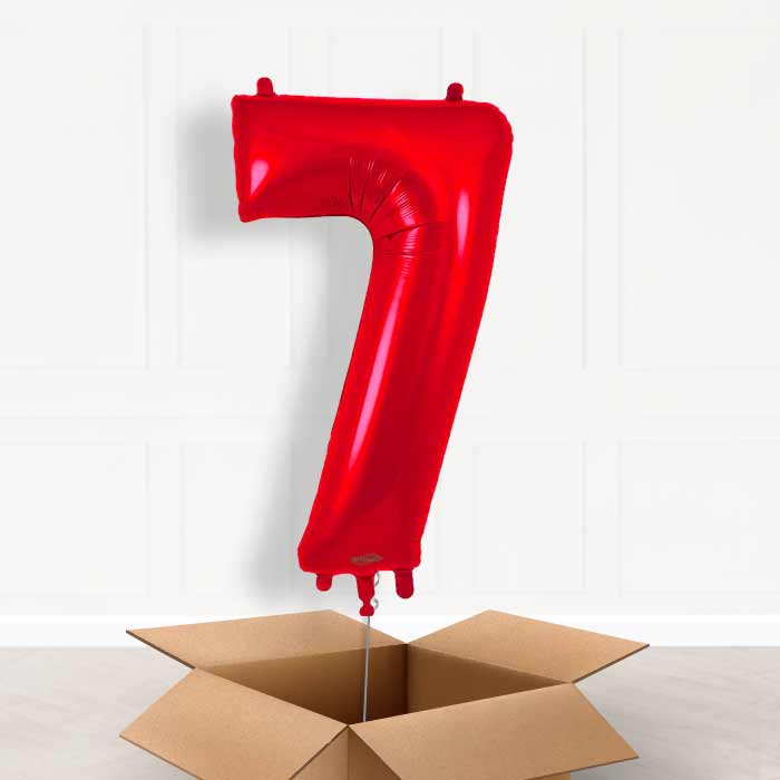 Red Number 7 Balloon in a Box