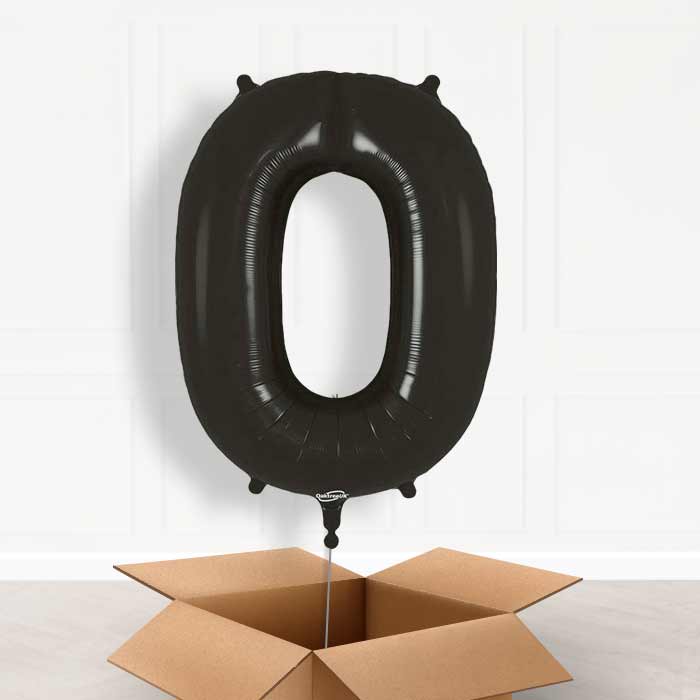 Black Number 0 Balloon in a Box - Giant Number | Small Indoor Plants