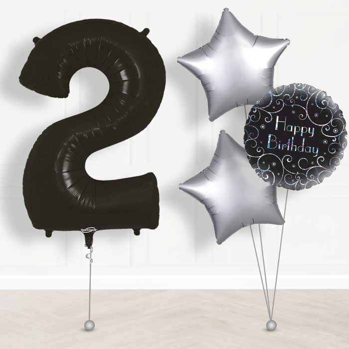 Black Number 2 Balloon in a Box