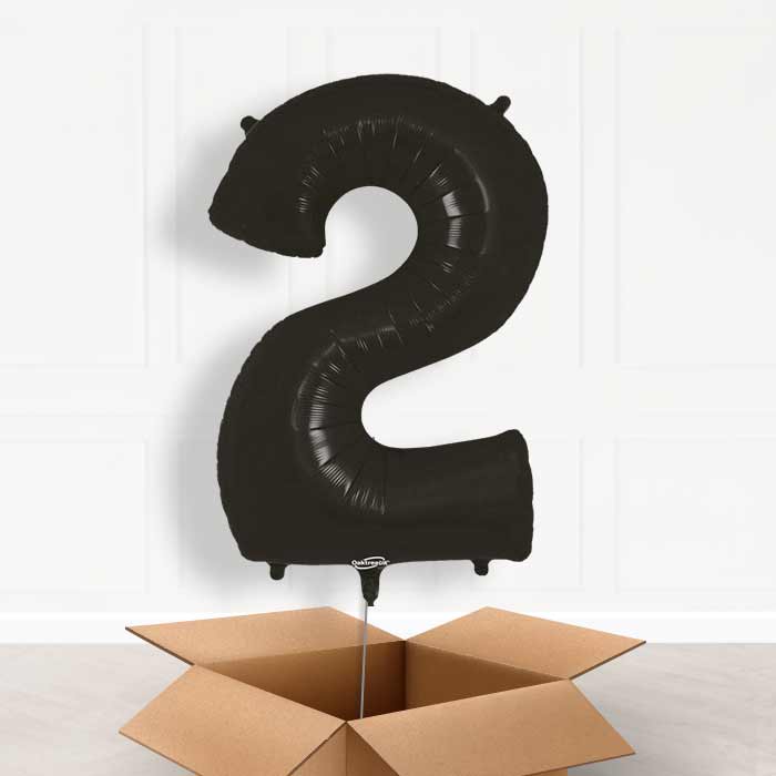 Black Number 2 Balloon in a Box