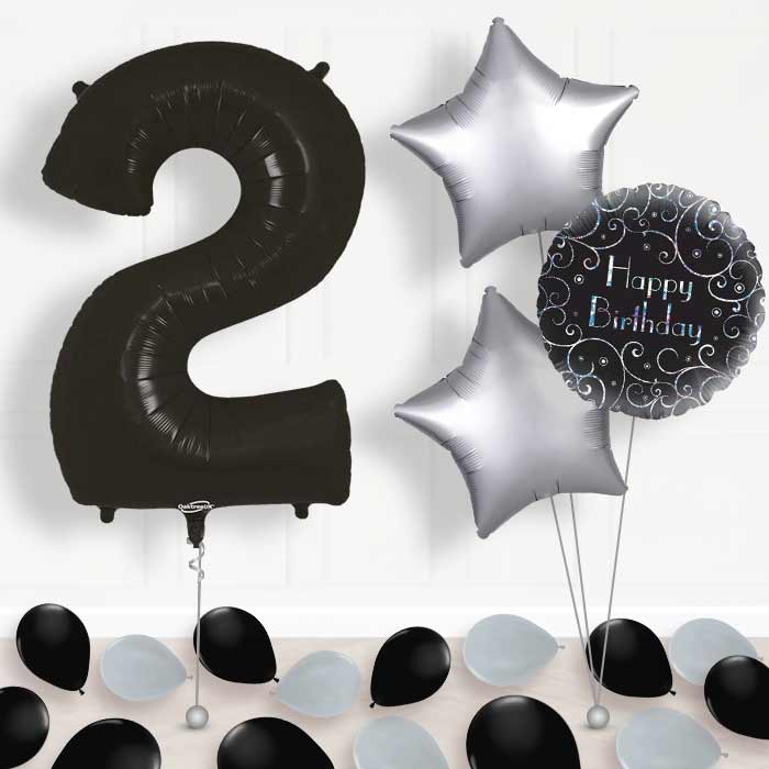 Black Number 2 Balloon in a Box