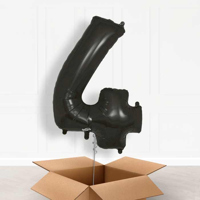 Black Number 4 Balloon in a Box