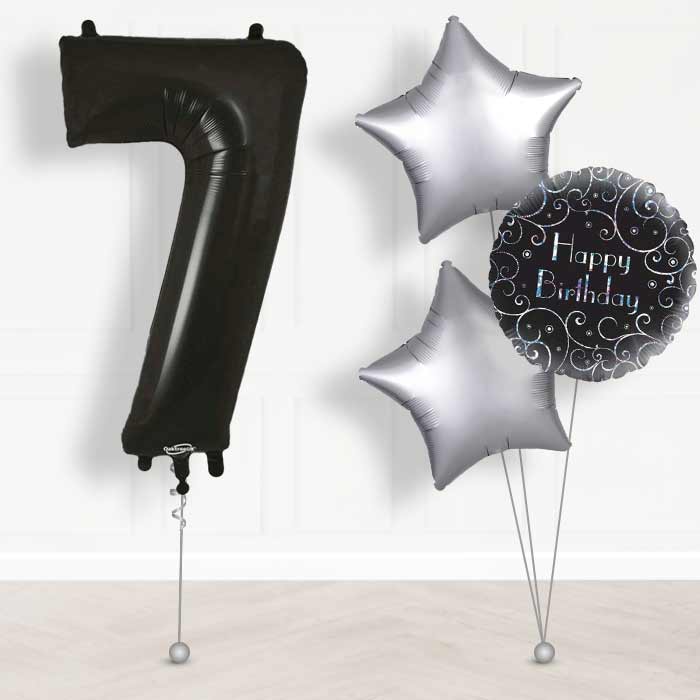 Black Number 7 Balloon in a Box