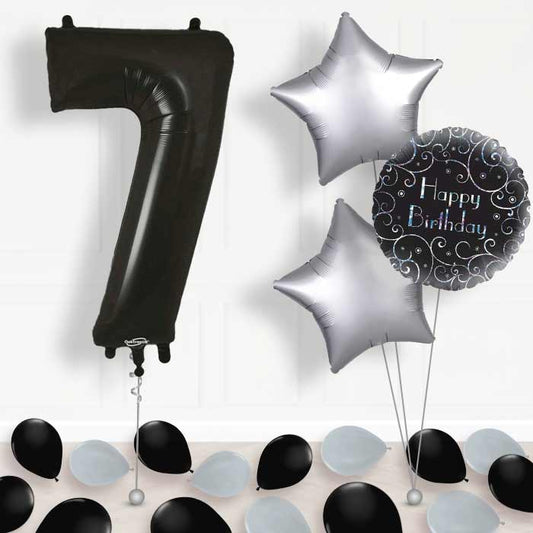 Black Number 7 Balloon in a Box