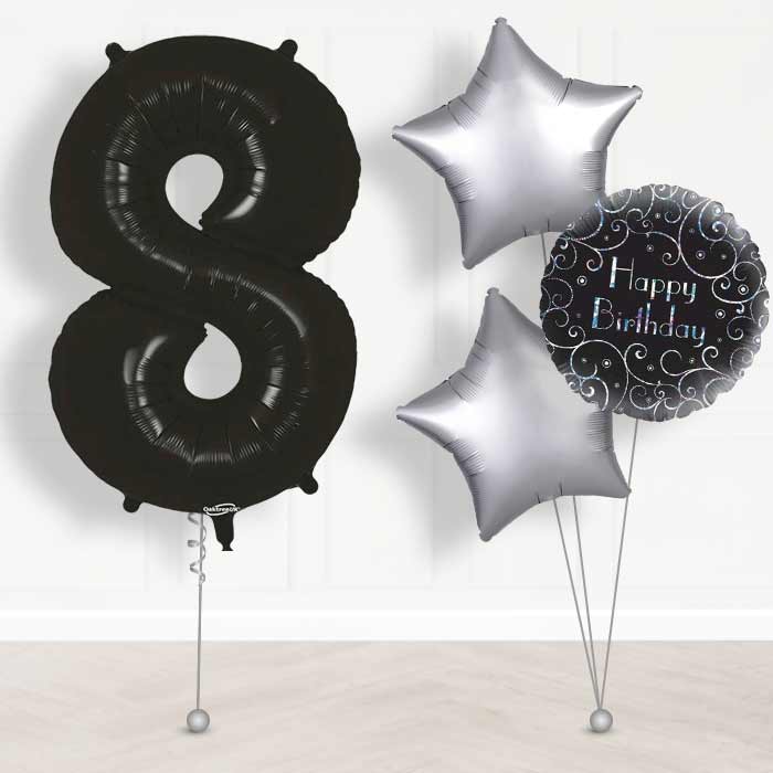 Black Number 8 Balloon in a Box