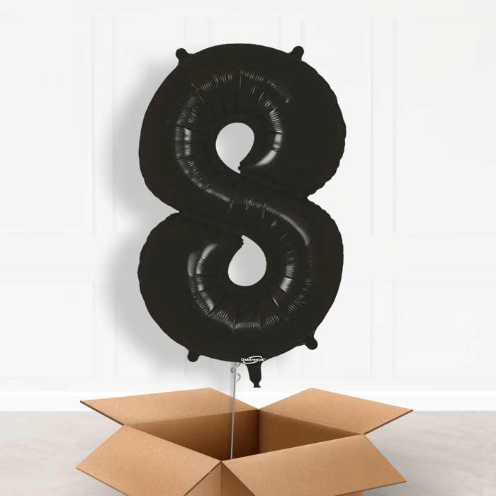 Black Number 8 Balloon in a Box