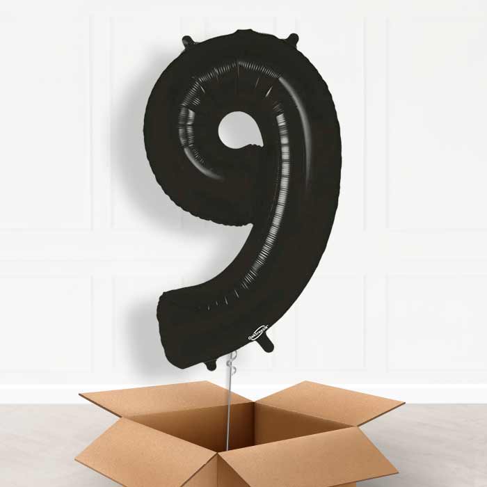 Black Number 9 Balloon in a Box