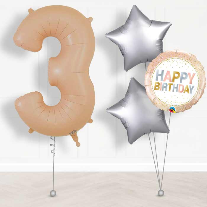 Matte Nude Number 3 Balloon in a Box