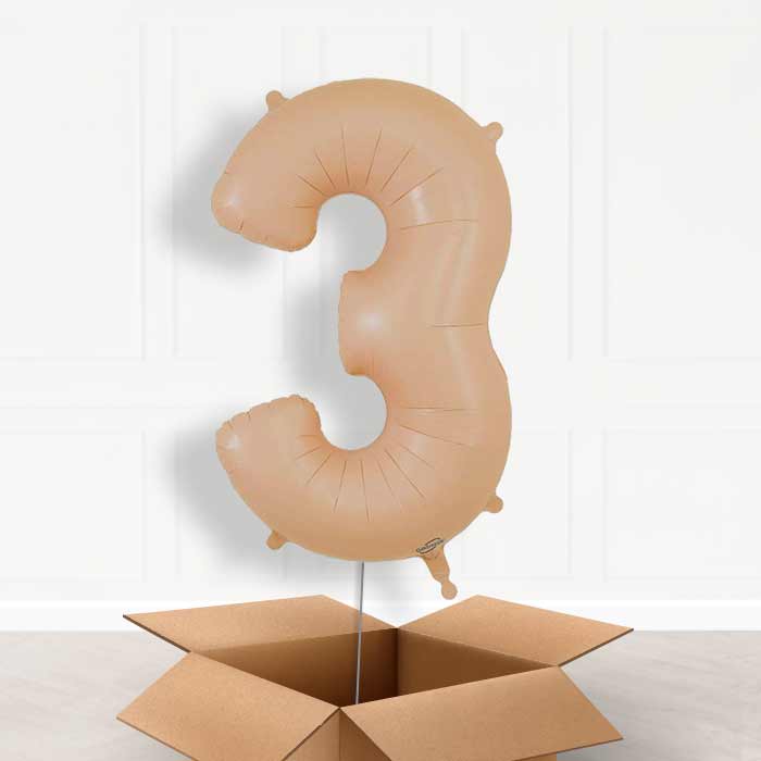 Matte Nude Number 3 Balloon in a Box