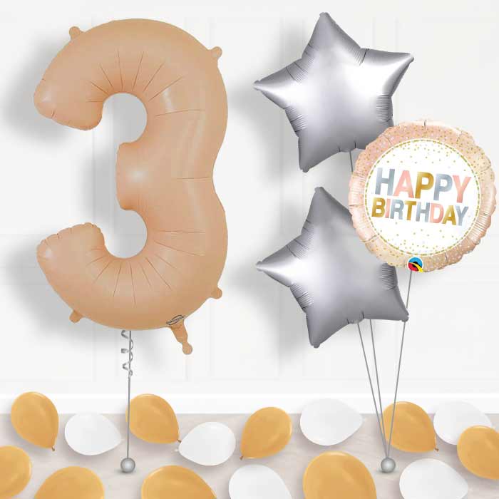 Matte Nude Number 3 Balloon in a Box