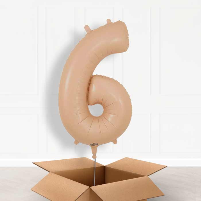 Matte Nude Number 6 Balloon in a Box