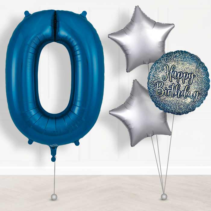 Navy Blue Number 0 Balloon in a Box