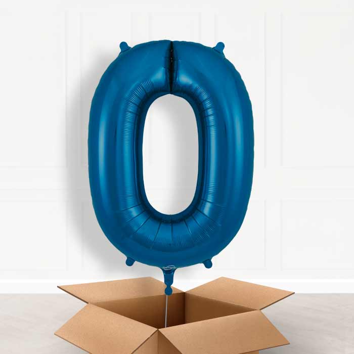 Navy Blue Number 0 Balloon in a Box