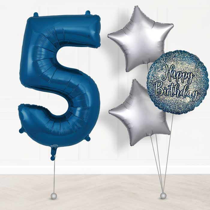 Navy Blue Number 5 Balloon in a Box