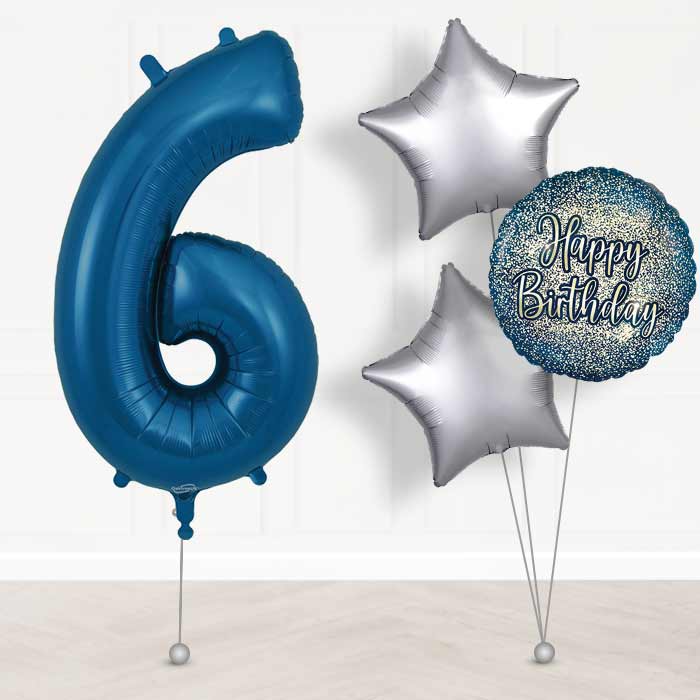 Navy Blue Number 6 Balloon in a Box