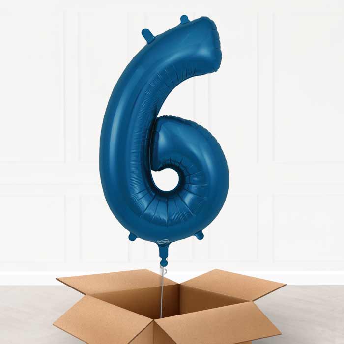 Navy Blue Number 6 Balloon in a Box