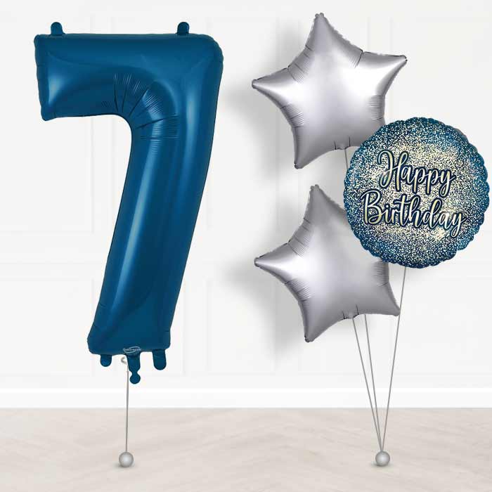 Navy Blue Number 7 Balloon in a Box