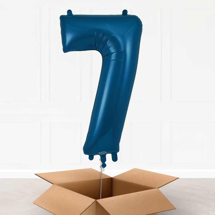 Navy Blue Number 7 Balloon in a Box