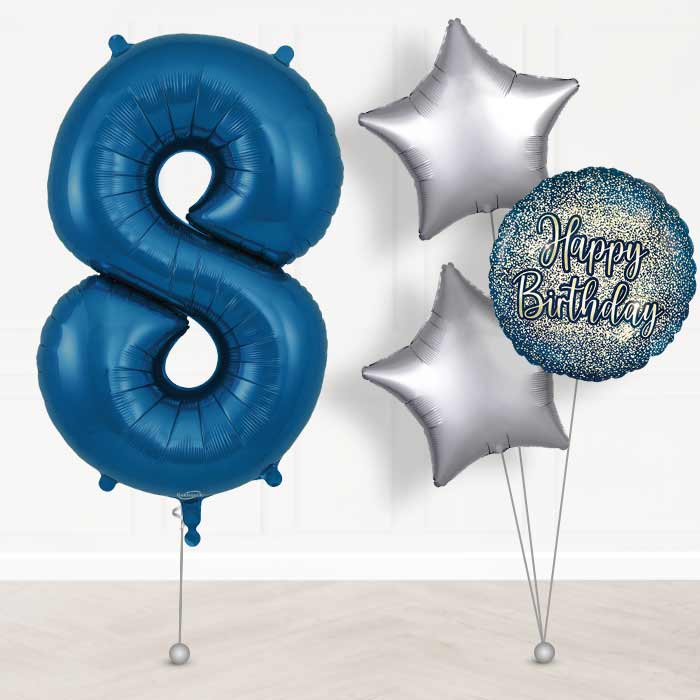 Navy Blue Number 8 Balloon in a Box