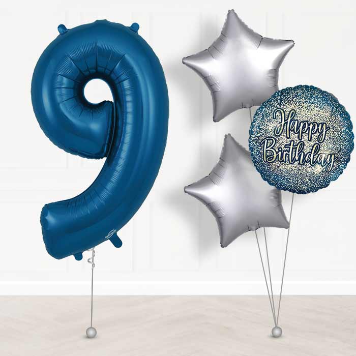 Navy Blue Number 9 Balloon in a Box