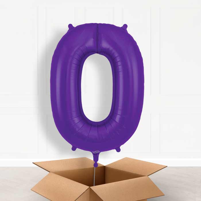 Purple Number 0 Balloon in a Box