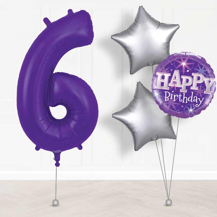 Purple Number 6 Balloon in a Box