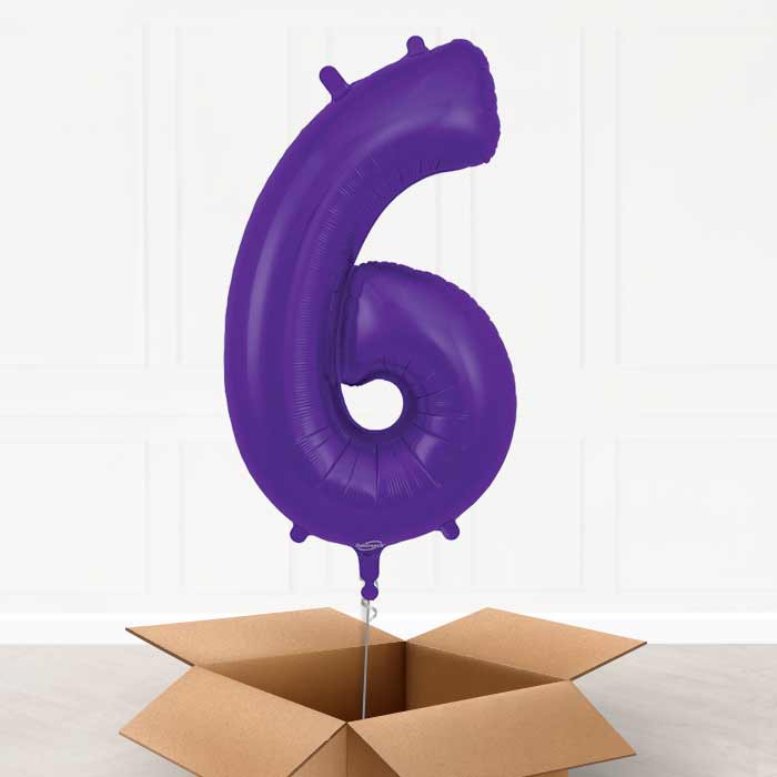 Purple Number 6 Balloon in a Box