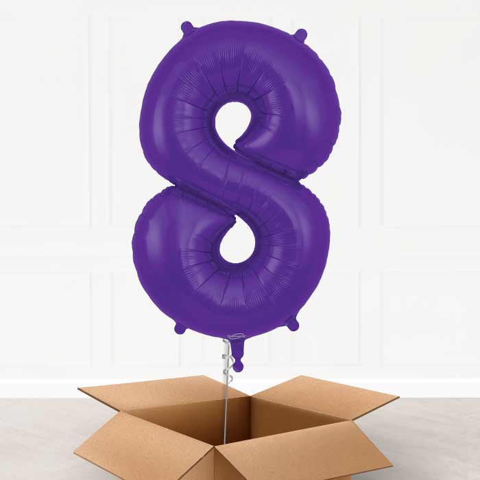 Purple Number 8 Balloon in a Box