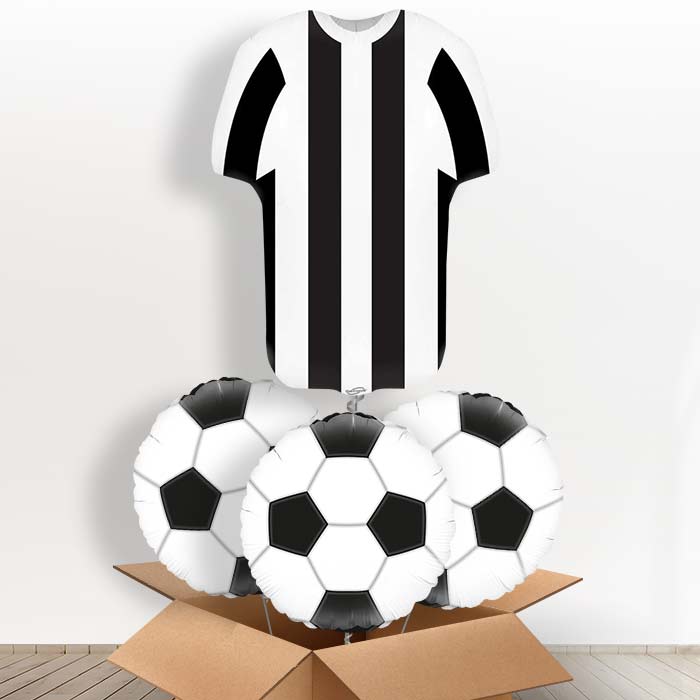 Black and White Football Shirt Helium Balloon in a Box - With 3 Themed Balloons | Small Indoor Plants