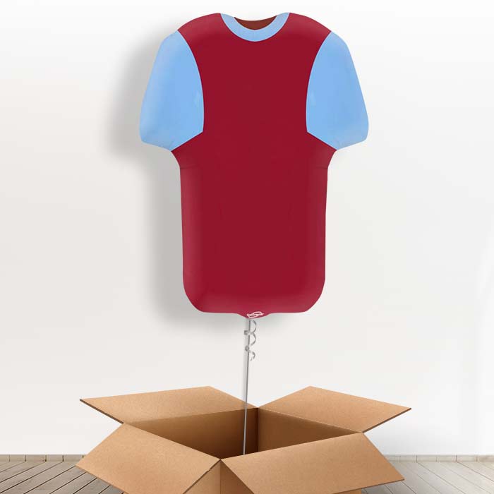 Claret and Blue Football Shirt Helium Balloon in a Box