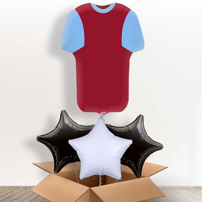 Claret and Blue Football Shirt Helium Balloon in a Box