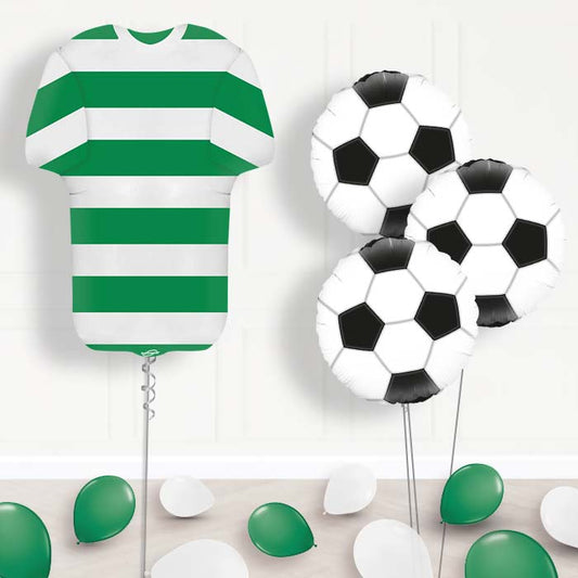 Green and White Hoop Football Shirt Balloon Bouquet