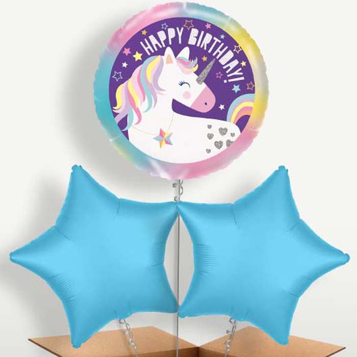 Unicorn Happy Birthday Helium Bunch of Balloons | Small Indoor Plants