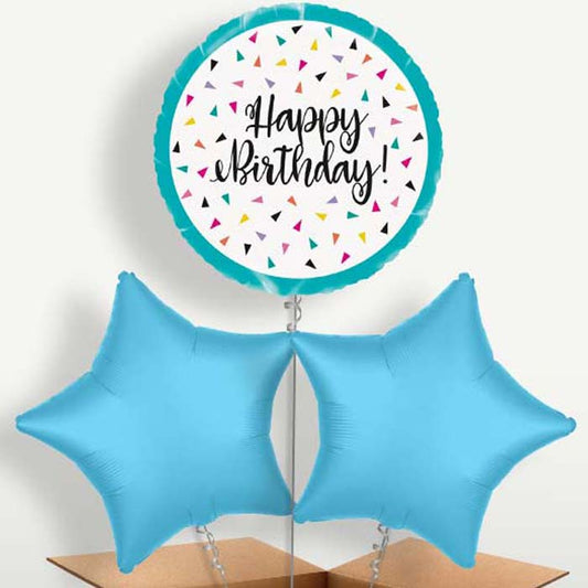 Triangle Confetti Happy Birthday Helium Bunch of Balloons | Small Indoor Plants